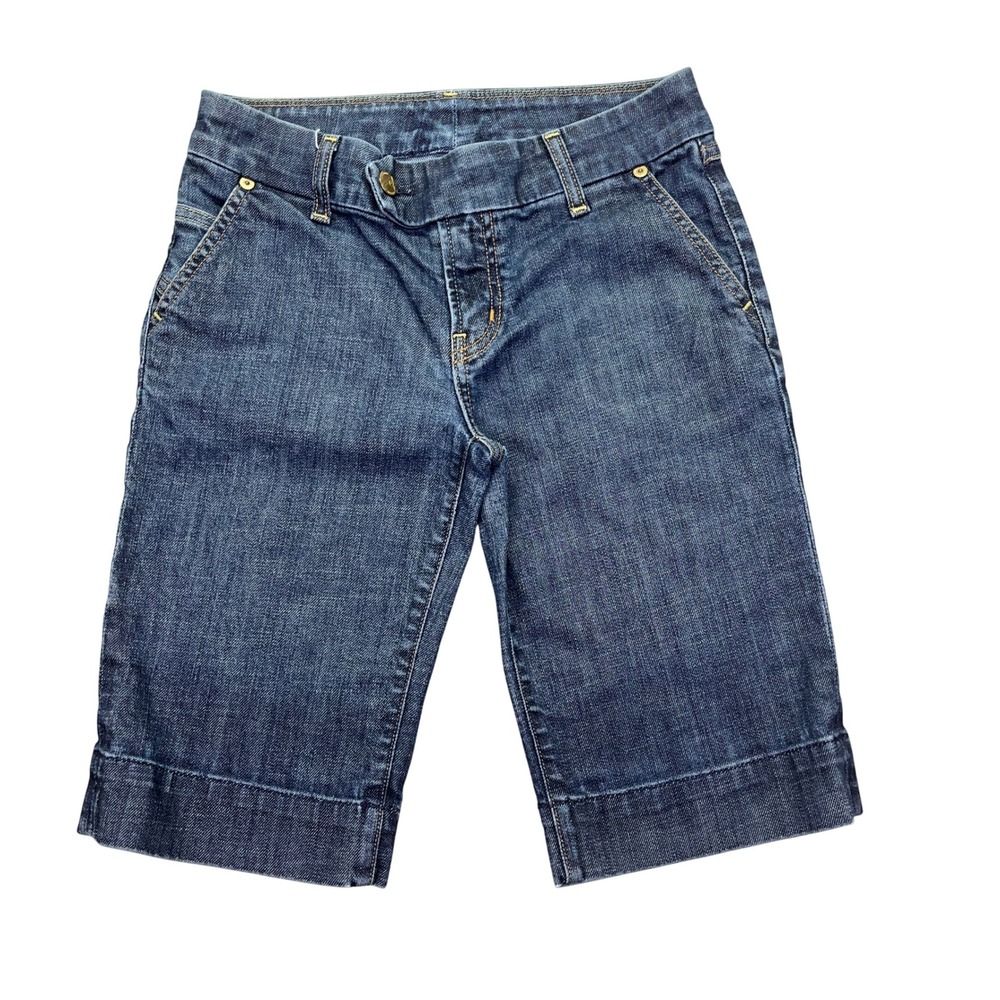 Citizens of Humanity Denim Bermuda Shorts Dark Wash Cuffed Hem Women 25 Fits 27"